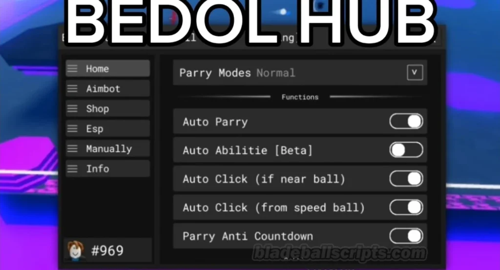Blade Ball Script Bedol Hub Script Menu.